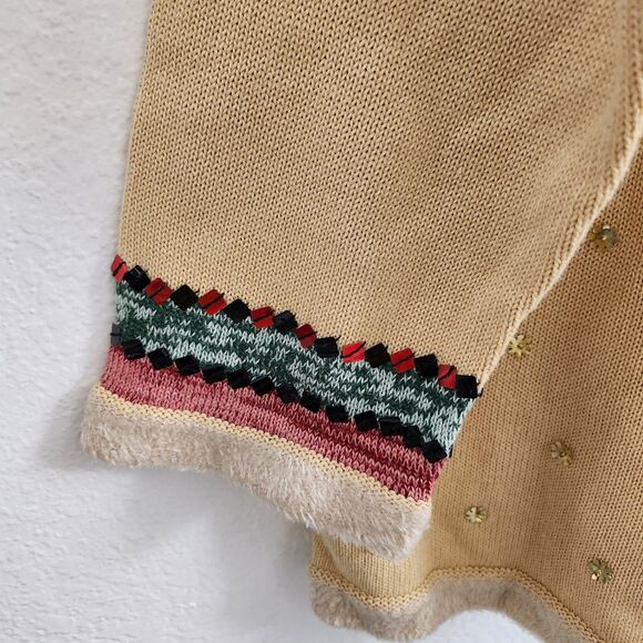 Storybook Knits Cardigan 3X Tan Fair Isle Sweater Sequin Grandmacore NWT Vintage - Picture 6 of 9